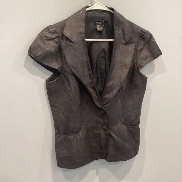 Sandro Women Linen Short Sleeve Jacket Size Medium Black Artsy Old Money Classic - Picture 1 of 8